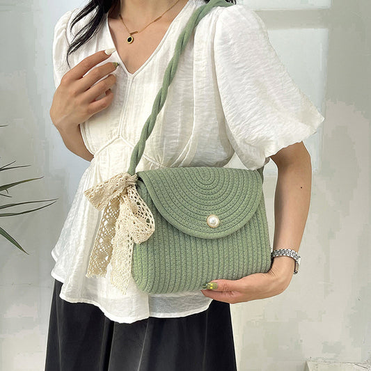 New Summer Casual Handmade Cotton Rope Woven Bag Fashion