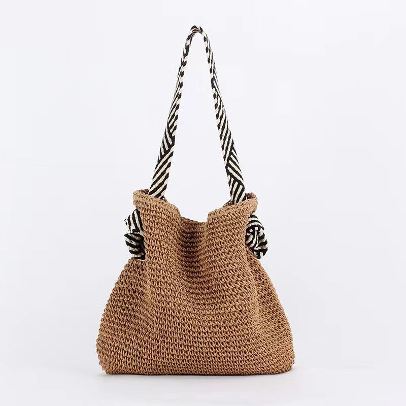 Simple And Stylish Straw Underarm Contrast Handmade Women's Bag