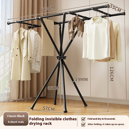 Balcony Clothes Rack Floor Movable Indoor