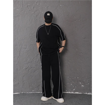 Summer New Color-blocking Trim Design Sporty Casual Two-piece Set