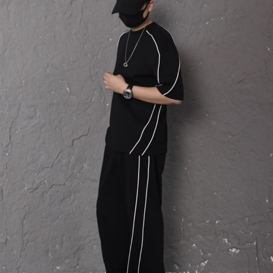 Summer New Color-blocking Trim Design Sporty Casual Two-piece Set