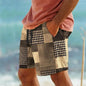 Men's Hawaiian 3D Plaid Print Beach Shorts