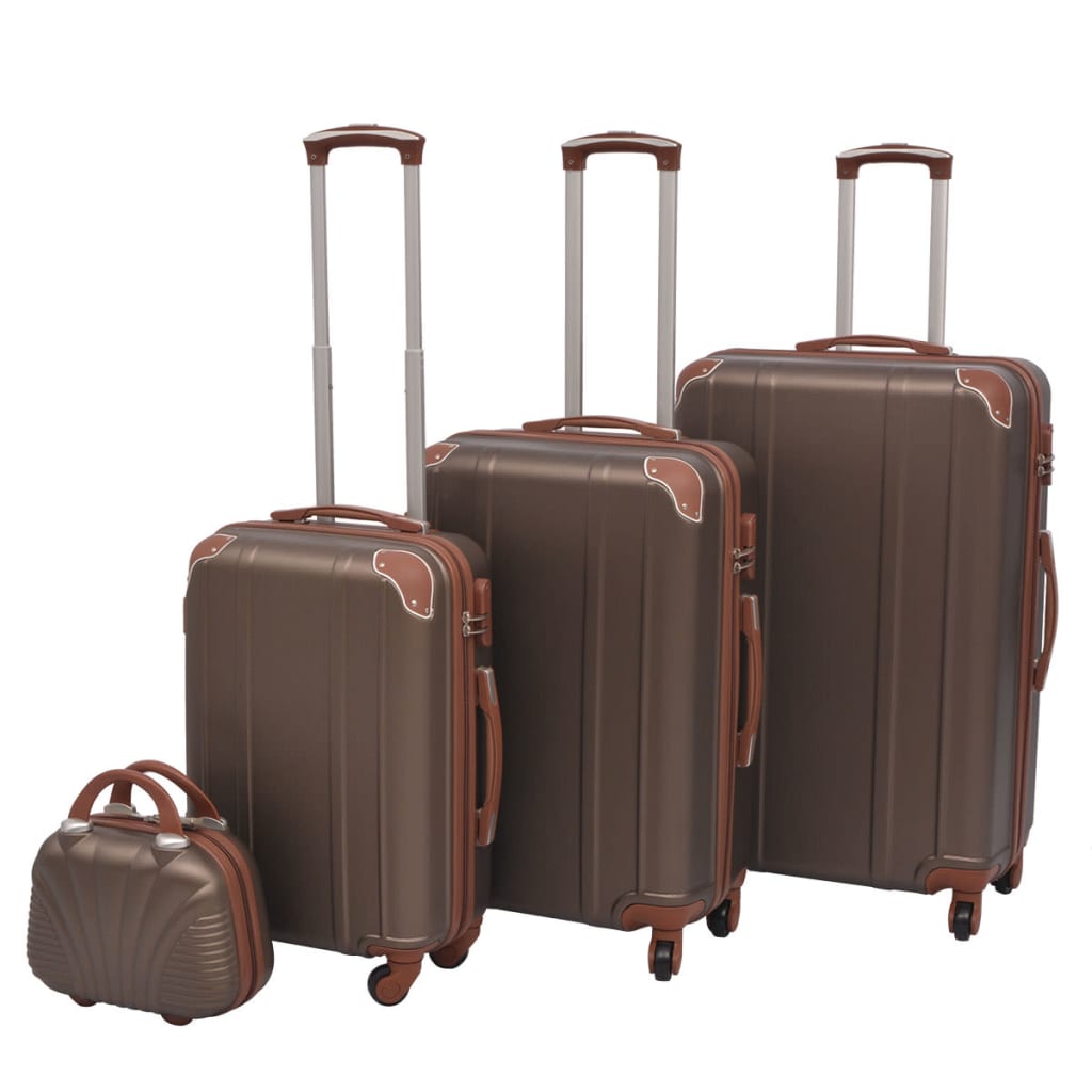 Four-Piece Hard Shell Trolley Set Champagne   Four-Piece Hard Shell Trolley Set Coffee Brown