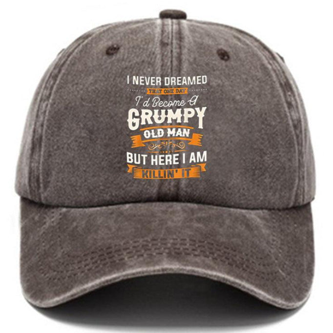 Washed Print Denim Baseball Cap Retro Versatile Soft Top Hat