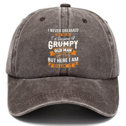 Washed Print Denim Baseball Cap Retro Versatile Soft Top Hat