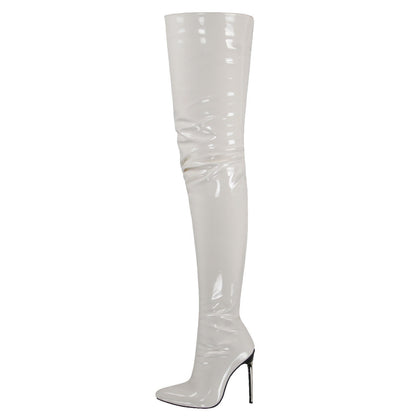 Lady's Plus-size Over-the-knee Fashion Boots With Metal Heels