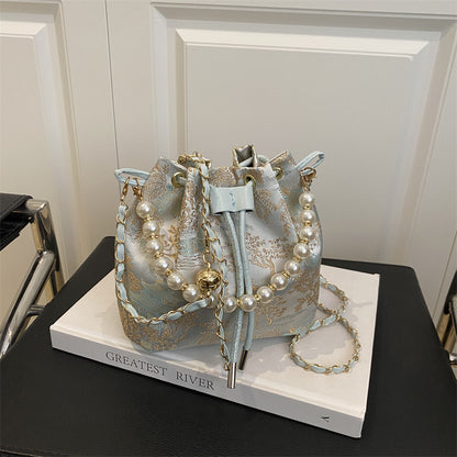 Simple Textured New Chinese Style Embroidered Shoulder Bag