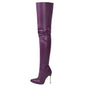 Lady's Plus-size Over-the-knee Fashion Boots With Metal Heels