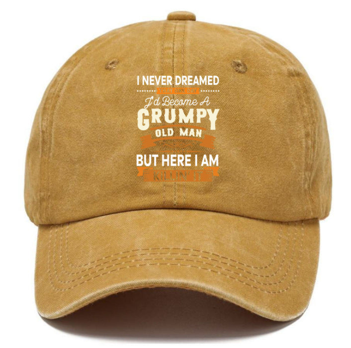 Washed Print Denim Baseball Cap Retro Versatile Soft Top Hat