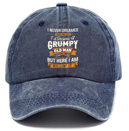 Washed Print Denim Baseball Cap Retro Versatile Soft Top Hat