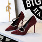 Pointed High Heels Diamond Chain Single Strap Thin Heels