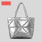 Large Capacity Minimalist Diamond-stitched Down Cotton Shoulder Bag