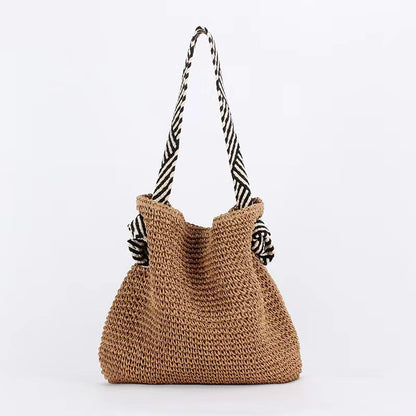 Simple And Stylish Straw Underarm Contrast Handmade Women's Bag