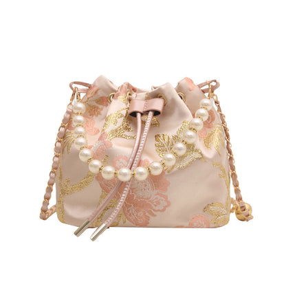 Simple Textured New Chinese Style Embroidered Shoulder Bag