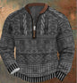 Men's Casual Checkered Printed Half Zip Hoodie