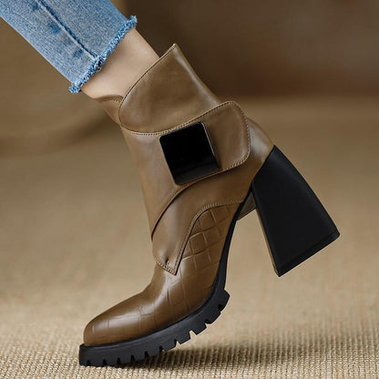 Retro Soft Sole Chunky Heel Ankle Boots For Women