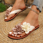 Flip Flop Open Toe Flat Sandals With Adjustable Strap And Two-Way Flower Design