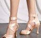 Skin-colored Women's Adult Sexy Fish Mouth Latin Cha-cha Dance Shoes