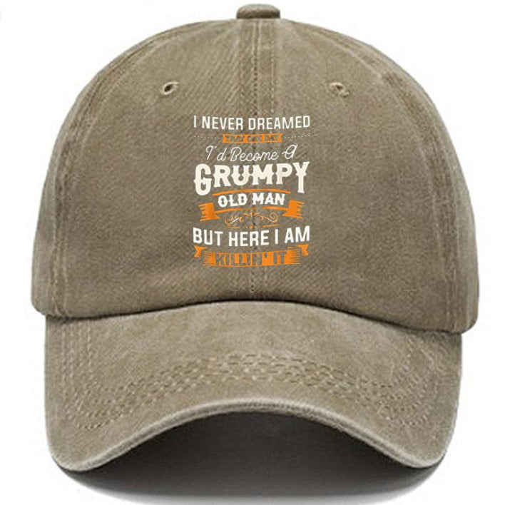 Washed Print Denim Baseball Cap Retro Versatile Soft Top Hat