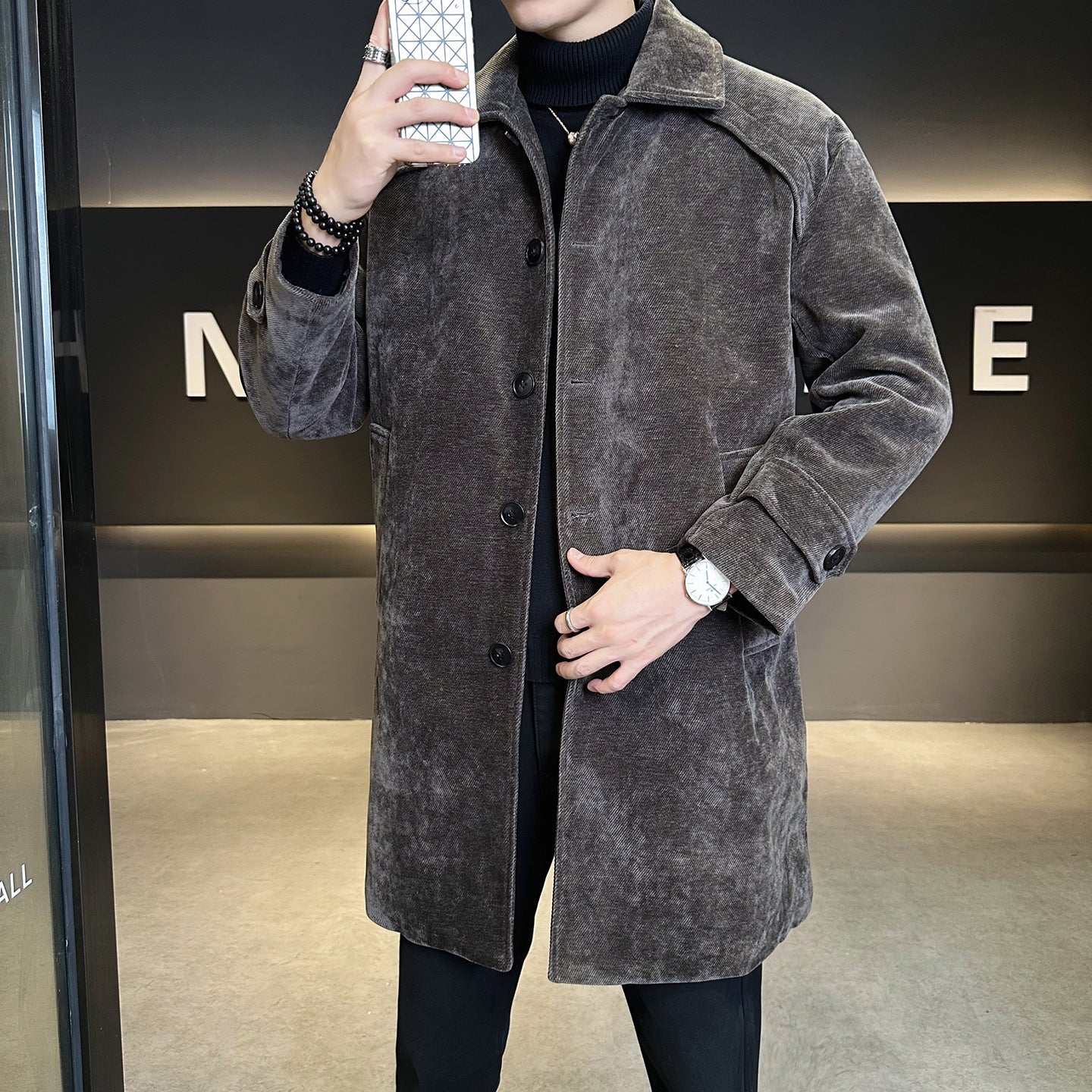 Long Chenille Cotton Wool Coat Thickened Windproof Jacket