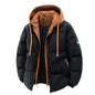 Men's Loose Casual Hooded Warm Fake Two-piece Cotton Jacket