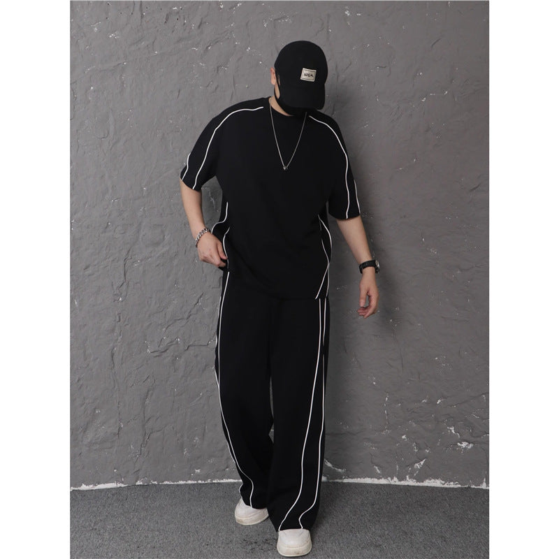 Summer New Color-blocking Trim Design Sporty Casual Two-piece Set