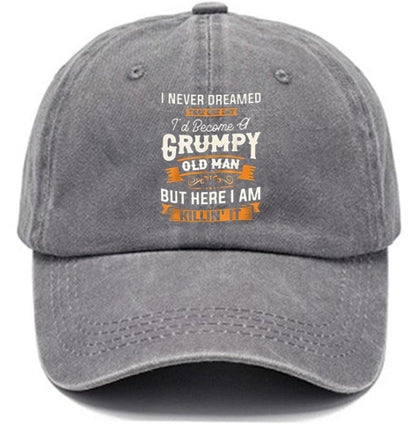 Washed Print Denim Baseball Cap Retro Versatile Soft Top Hat