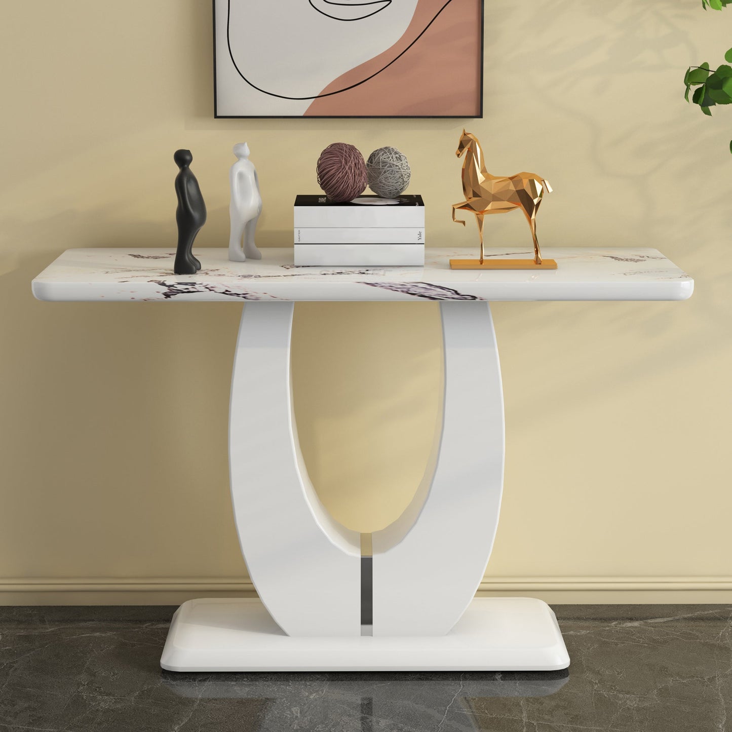 Modern Simple Glossy White Rectangular Counter Bar Table MDF 47.24 x