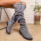 Fleece-lined Winter Low-heel Slip-on Over-the-knee Boots For Women