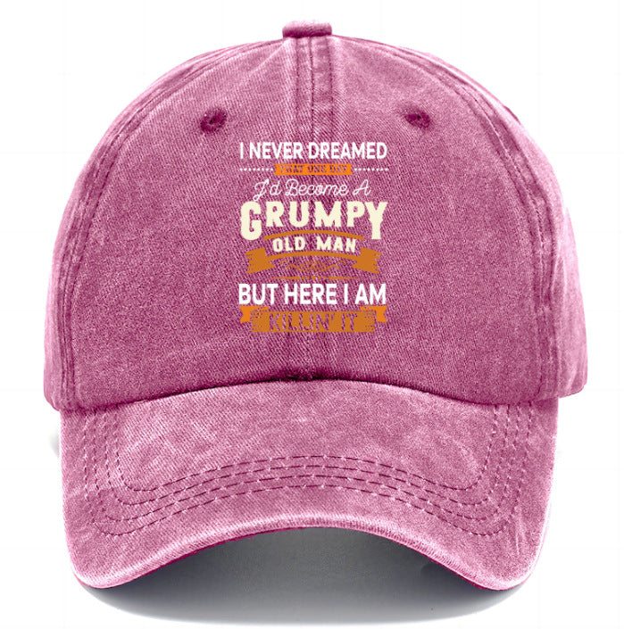 Washed Print Denim Baseball Cap Retro Versatile Soft Top Hat