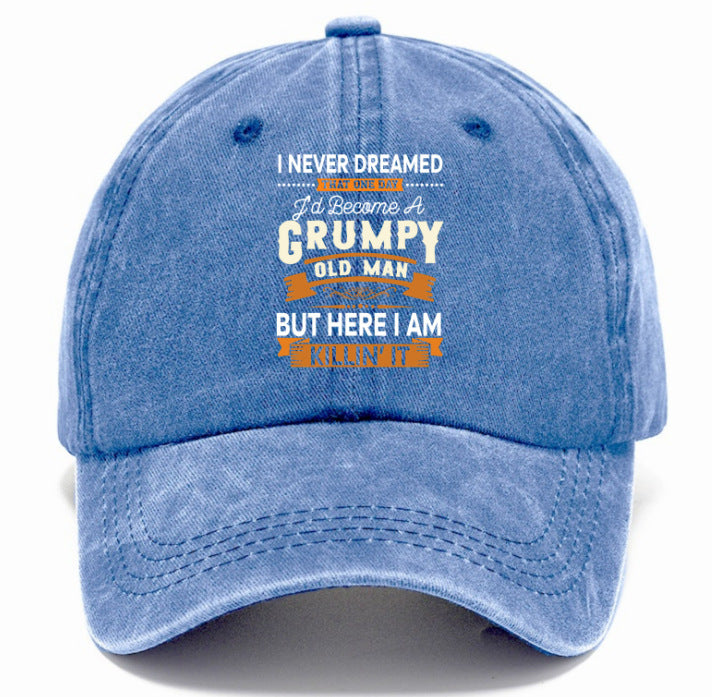 Washed Print Denim Baseball Cap Retro Versatile Soft Top Hat