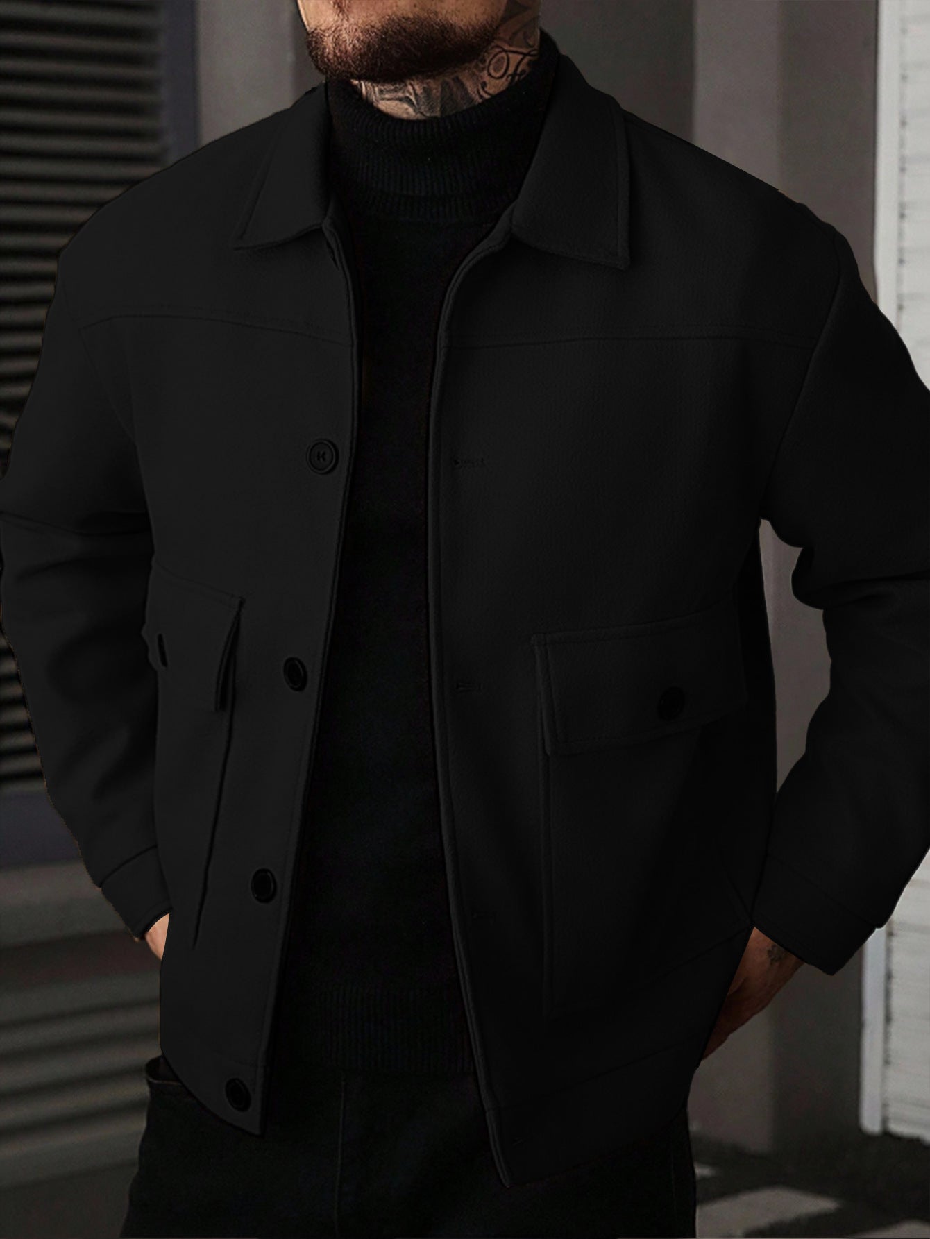 Men's Lapel Jacket Workwear Style Short Top