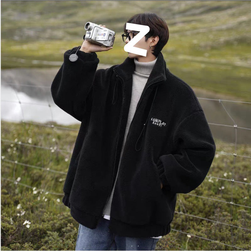 New Men's Loose Cotton-padded Lamb Wool Jacket