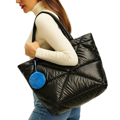 Large Capacity Minimalist Diamond-stitched Down Cotton Shoulder Bag