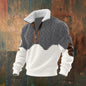 Men's Zipper Casual Suede Collar Digital Print Long Sleeve Top