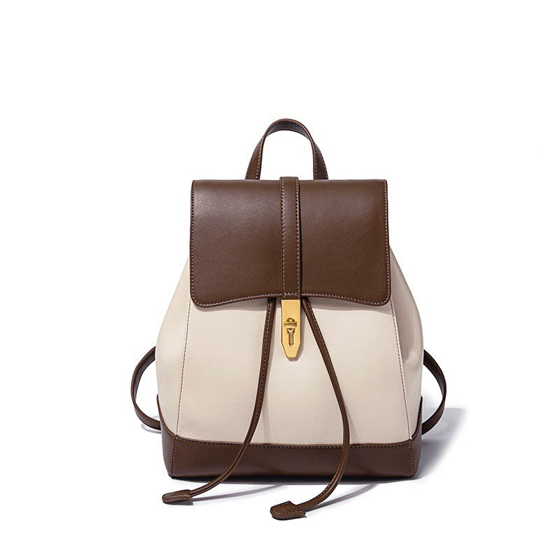 Fashionable Drawstring Cowhide Backpack For Women
