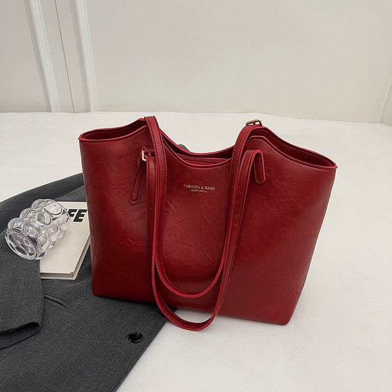 Simple And Versatile Textured Tote Bag For Women