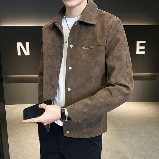 Suede Lapel Spring Men's Jacket