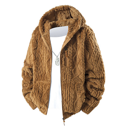 Men's Hooded Fleece Zip-up Jacket With Fleece Lining