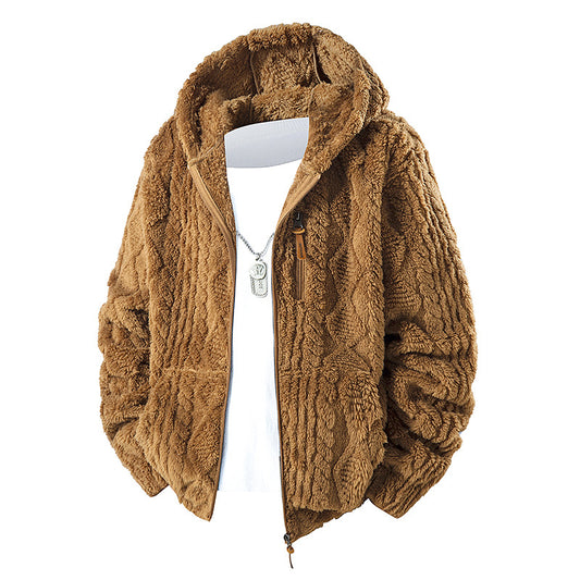 Men's Hooded Fleece Zip-up Jacket With Fleece Lining