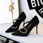 Pointed High Heels Diamond Chain Single Strap Thin Heels
