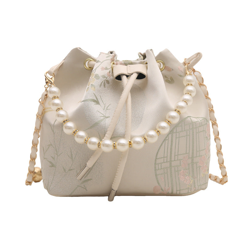 Simple Textured New Chinese Style Embroidered Shoulder Bag