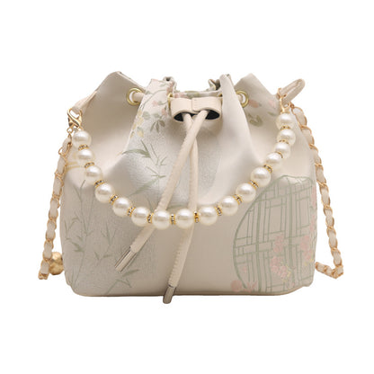 Simple Textured New Chinese Style Embroidered Shoulder Bag