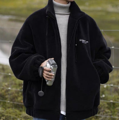 New Men's Loose Cotton-padded Lamb Wool Jacket