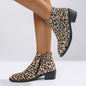 Ladies Chunky Heel Ankle Boots Large Size Pointed Toe