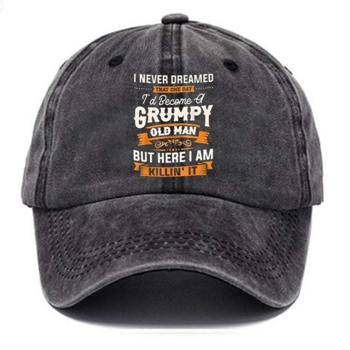 Washed Print Denim Baseball Cap Retro Versatile Soft Top Hat