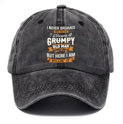 Washed Print Denim Baseball Cap Retro Versatile Soft Top Hat