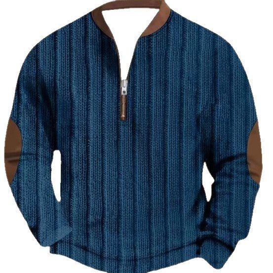 Men's Casual Checkered Printed Half Zip Hoodie