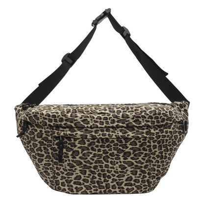 Retro Leopard Print Chest Bag Casual Canvas Large Capacity Fashionable And Versatile