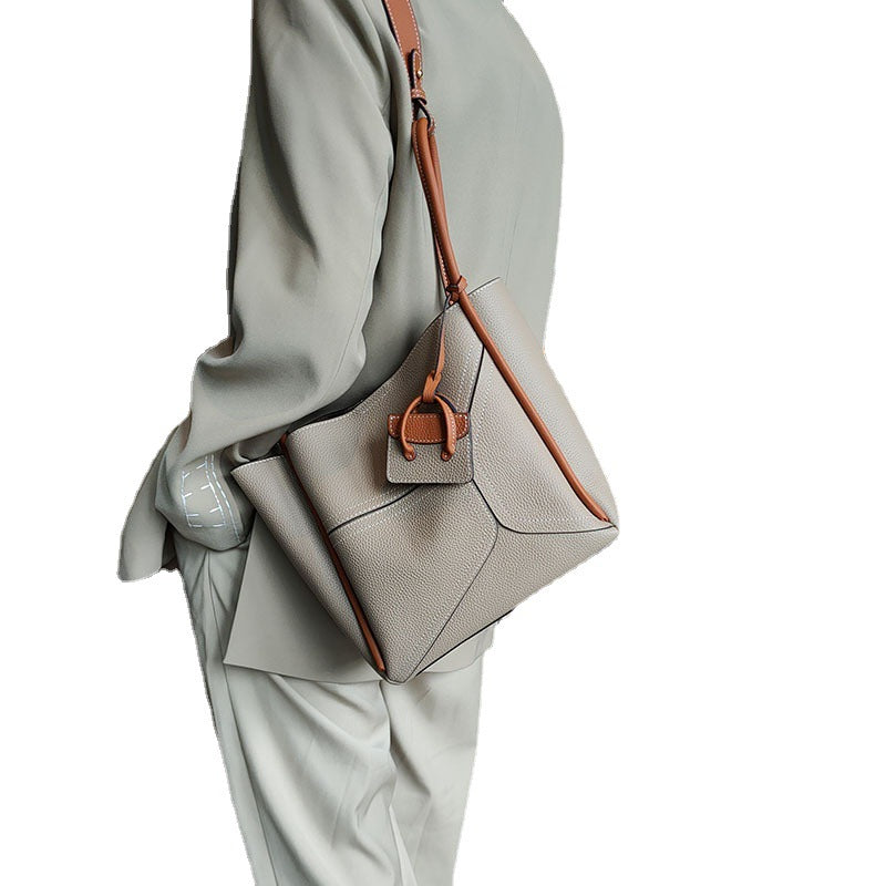 Underarm Bag Contrast Color Basket Handbag Shoulder Crossbody